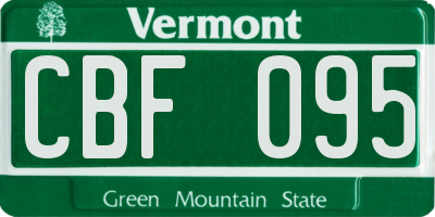 VT license plate CBF095