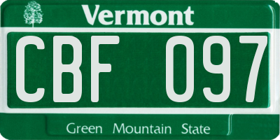 VT license plate CBF097