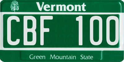 VT license plate CBF100