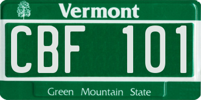 VT license plate CBF101