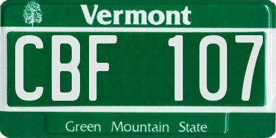 VT license plate CBF107