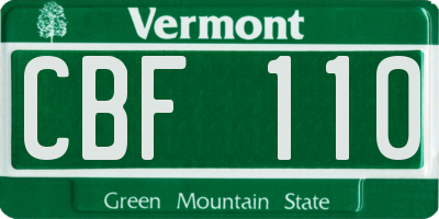 VT license plate CBF110