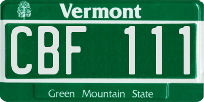 VT license plate CBF111