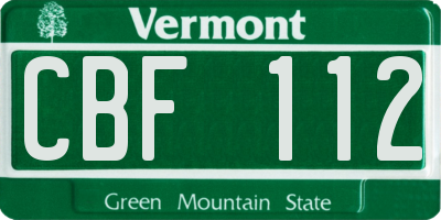 VT license plate CBF112