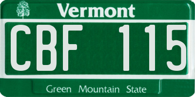 VT license plate CBF115