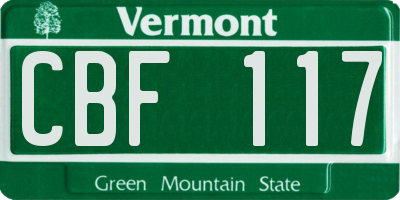 VT license plate CBF117