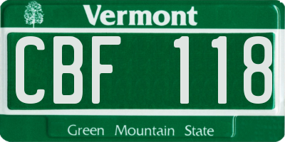 VT license plate CBF118