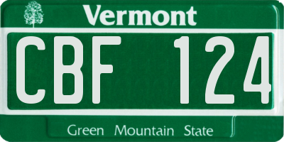 VT license plate CBF124