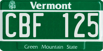 VT license plate CBF125