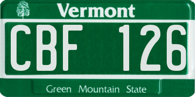 VT license plate CBF126