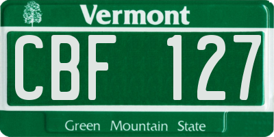 VT license plate CBF127