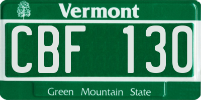 VT license plate CBF130