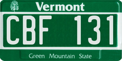 VT license plate CBF131