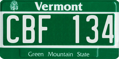 VT license plate CBF134