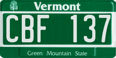VT license plate CBF137