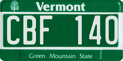 VT license plate CBF140