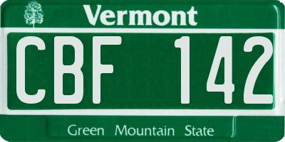 VT license plate CBF142