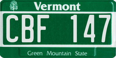 VT license plate CBF147