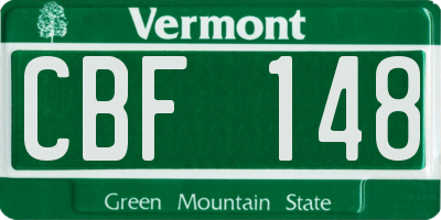 VT license plate CBF148