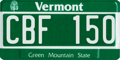 VT license plate CBF150