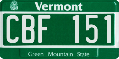 VT license plate CBF151