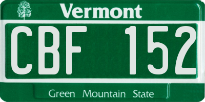 VT license plate CBF152