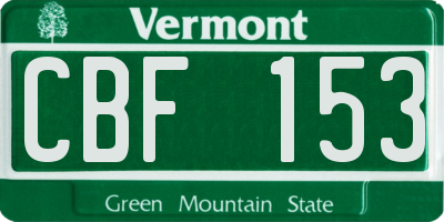 VT license plate CBF153