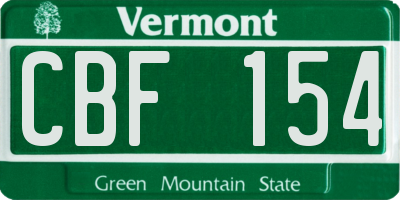 VT license plate CBF154