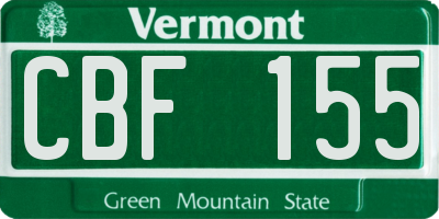 VT license plate CBF155