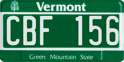 VT license plate CBF156