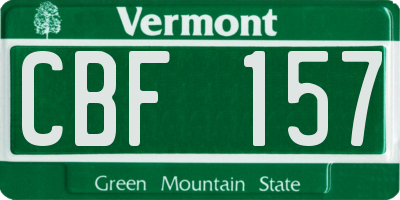 VT license plate CBF157