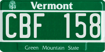 VT license plate CBF158