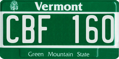 VT license plate CBF160