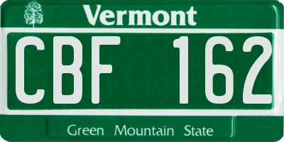 VT license plate CBF162