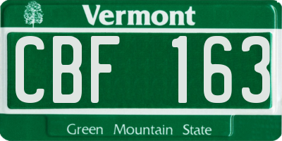 VT license plate CBF163