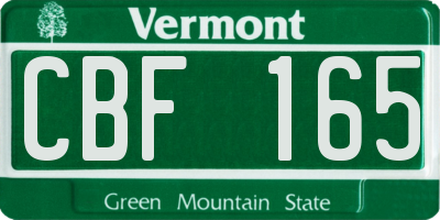 VT license plate CBF165