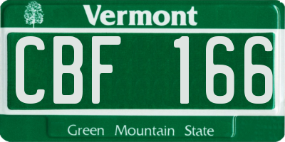 VT license plate CBF166