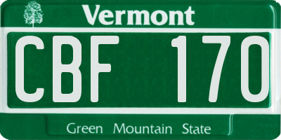 VT license plate CBF170