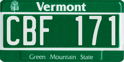 VT license plate CBF171