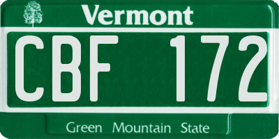 VT license plate CBF172