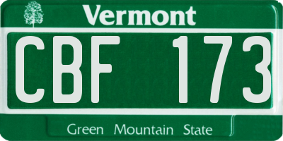 VT license plate CBF173