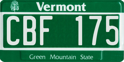 VT license plate CBF175