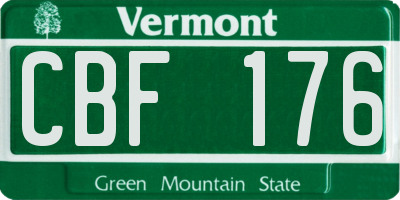 VT license plate CBF176