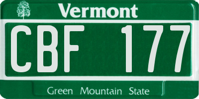 VT license plate CBF177