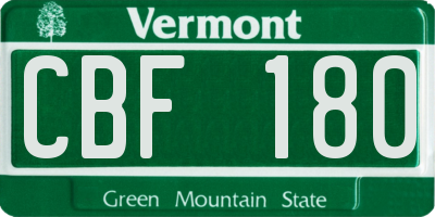 VT license plate CBF180