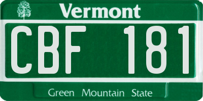 VT license plate CBF181