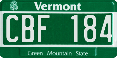 VT license plate CBF184