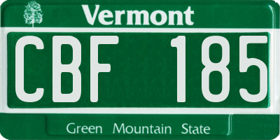 VT license plate CBF185