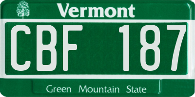 VT license plate CBF187