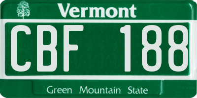 VT license plate CBF188